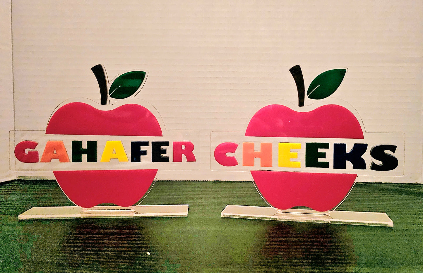 Teacher appreciation, Thank you gifts, Gifts for Teachers, Party Decor, Class desk decor, Apple name stand, Desk display, Teacher gift